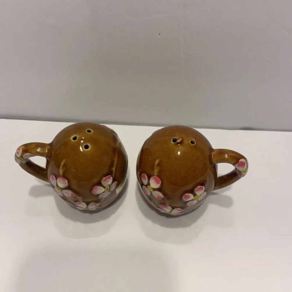 VINTAGE Cherry Blossom Salt & Pepper Shaker Floral Rare Japan